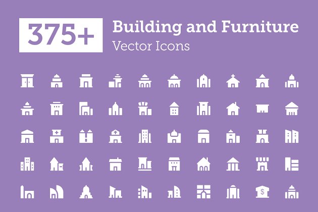 375+ 建筑和家具图标 375+ Building and Furniture Icons