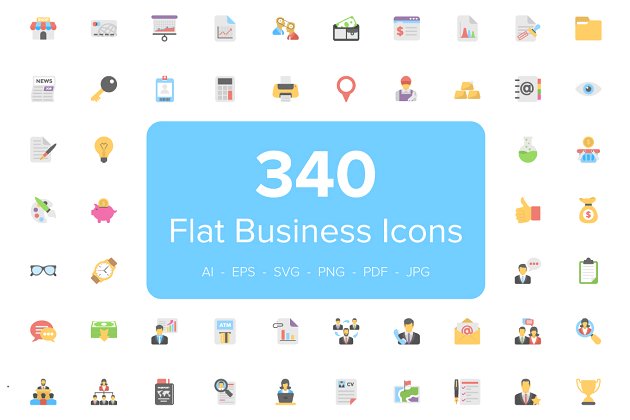 340个平面商业图标 340 Flat Business Icons