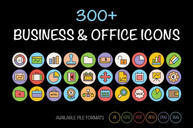 300+ 商业卡片和办公图标 300+ Business and Office Icons