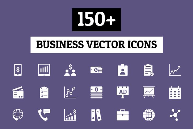 150+个商业图标 150+ Business Vector Icons