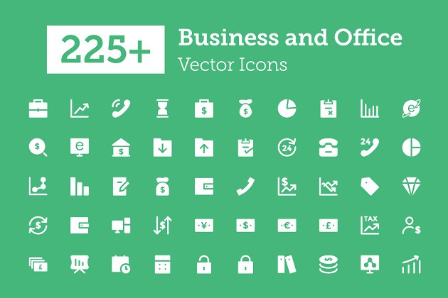 225个商业办公图标 225+ Business and Office Icons