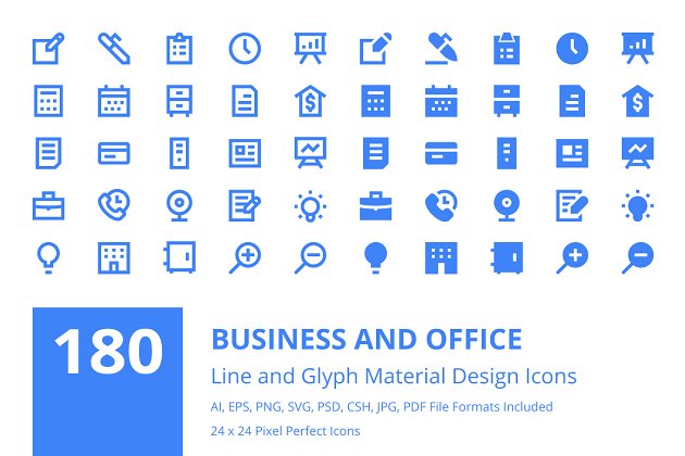 180个商业和办公图标 180 Business and Office Icons