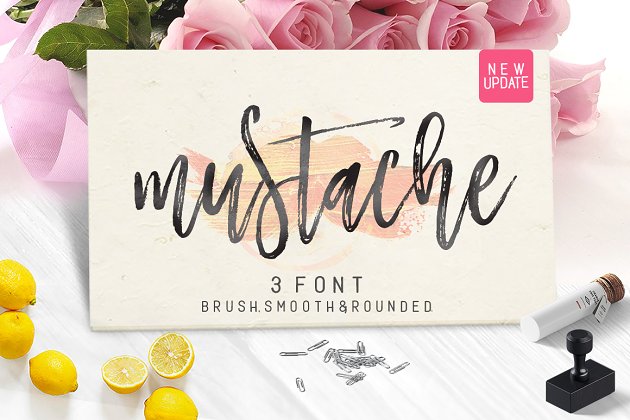 手写艺术设计字体 Mustache Script – 3 font + Swash