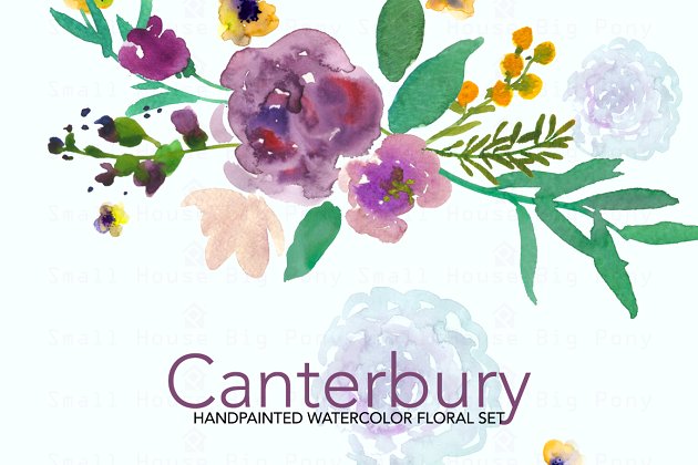 坎特伯雷水彩剪贴画集 Canterbury- Watercolor Clip Art Set