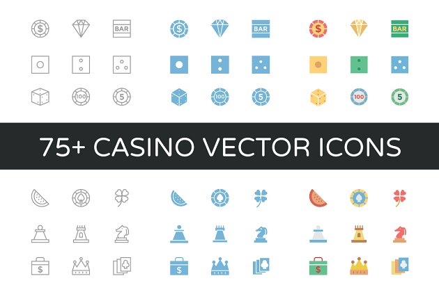 游戏矢量图标大全 75+ Casino Vector Icons