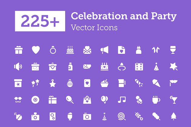 225+庆祝和派对图标素材 225+ Celebration and Party Icons