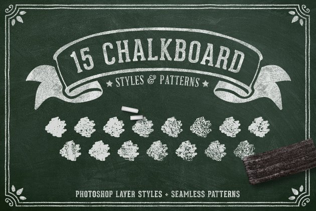 粉笔花卉图层样式效果 Chalk & Charcoal Effects Volume 1