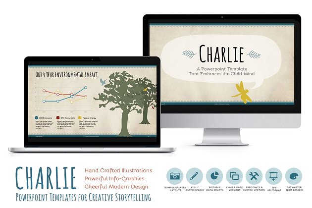 复古风格的PPT模板 Charlie Powerpoint Template