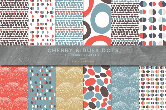 原点尘埃背景纹理素材 Hand Crafted Dots in Cherry & Dusk