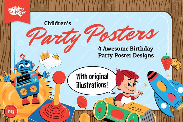 儿童生日海报素材 Children’s Birthday Party Posters