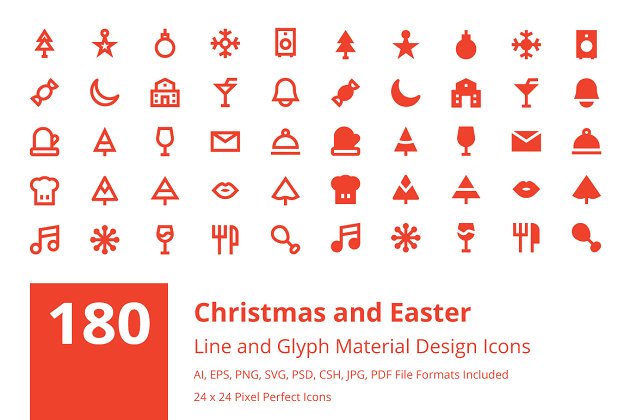 圣诞节矢量图标下载 180 Christmas and Easter Icons