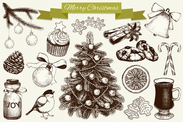 圣诞节元素和图案素材 Christmas Elements & Patterns