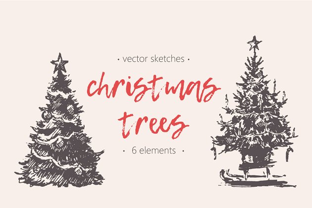 圣诞树素描 Sketches of Christmas trees