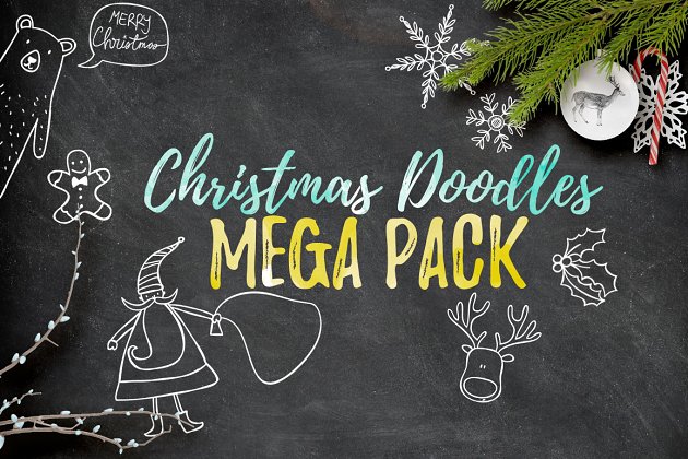 圣诞节涂鸦巨型组装 Christmas Doodles Mega Pack