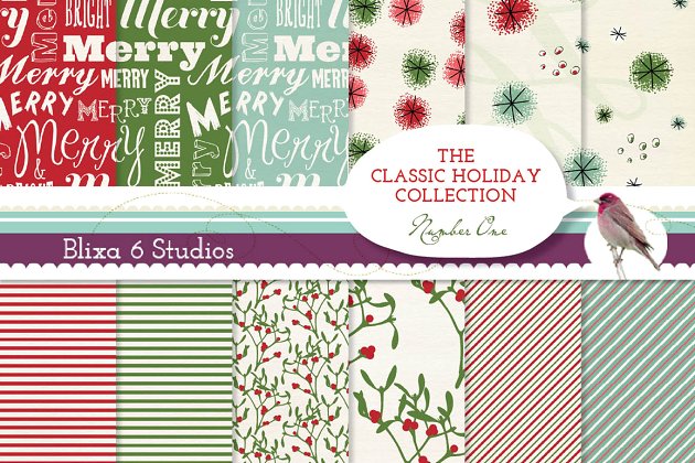 12个经典的圣诞节背景纹理素材 12 Classic Holiday Digital Papers