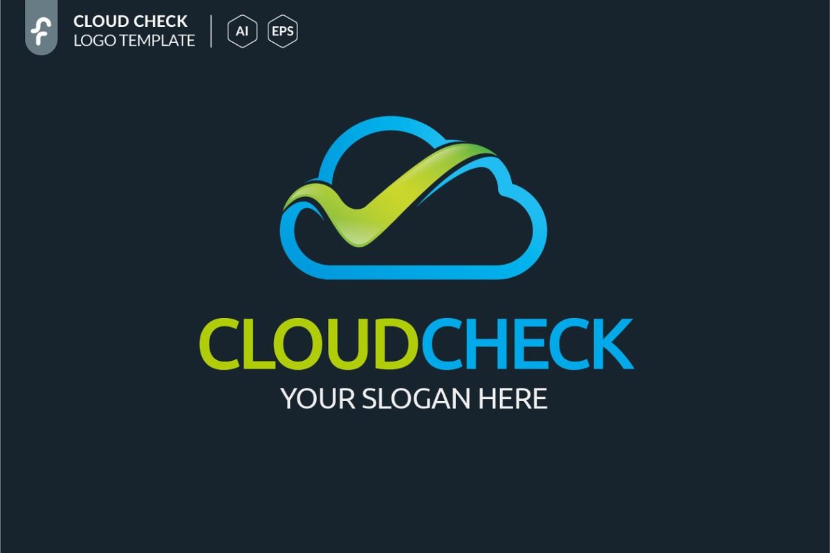 云主题的LOGO模板 Cloud Check Logo