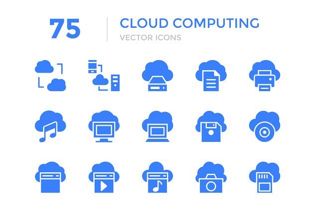 75个云计算矢量图标 75 Cloud Computing Vector Icons