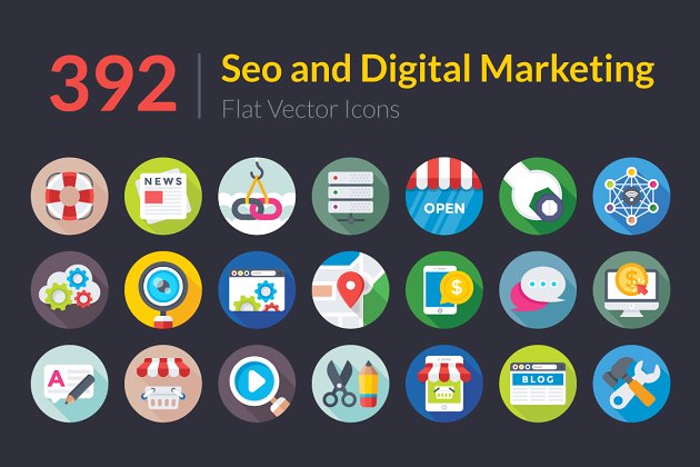 SEO功能图标 392 SEO and Digital Marketing Icons