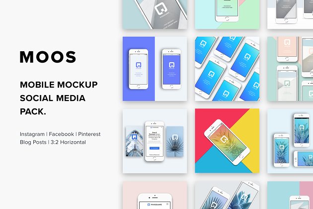 手机社交媒体样机模板 Moos – Mobile Mockup Social Media