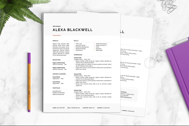 专业文字简历模板 Resume Template | The Alexa
