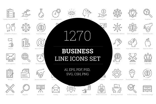 商业线型图标 1270 Business Line Icons