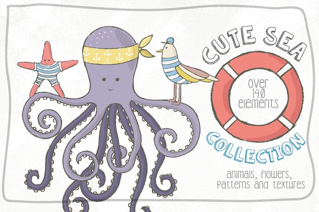 可爱的海洋卡通素材合集 Cute Sea Collection Pro
