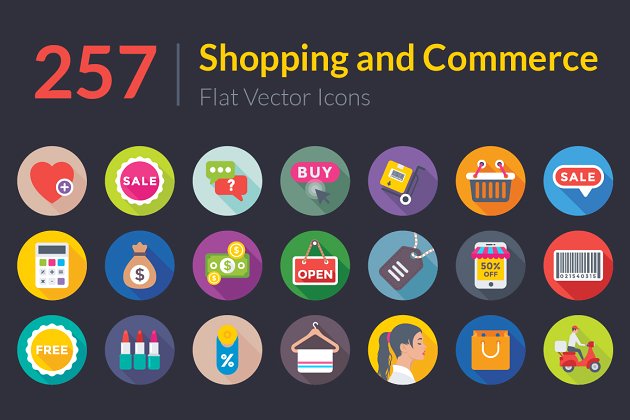 购物和商业扁平化图标 257 Shopping and Commerce Flat Icons