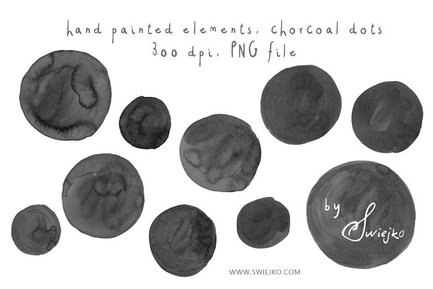 巧克力水彩圆点素材 Chorcoal Dots, Clipart