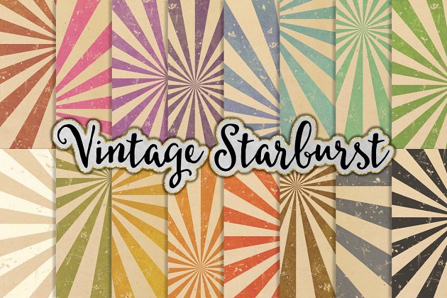 放射形背景纹理素材 Starburst Patterns on Vintage Paper