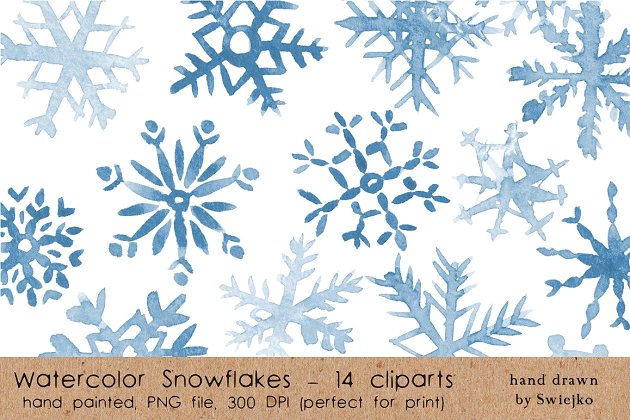水彩雪花素材 Snowflake Clipart