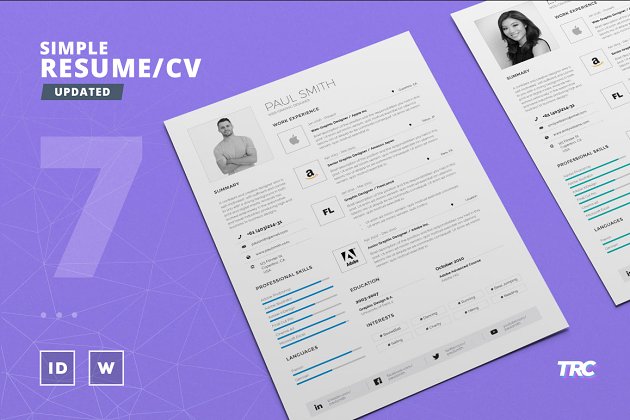 专业简约简历模板 Simple Resume/Cv Template Volume 7