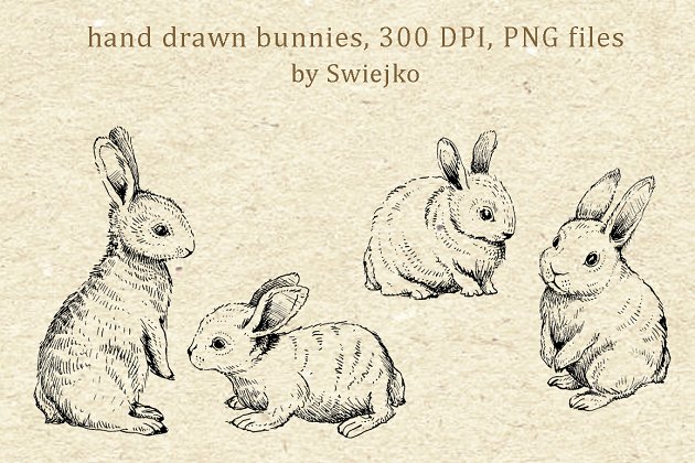 复活节兔子涂鸦包 Easter Bunnies, Doodle