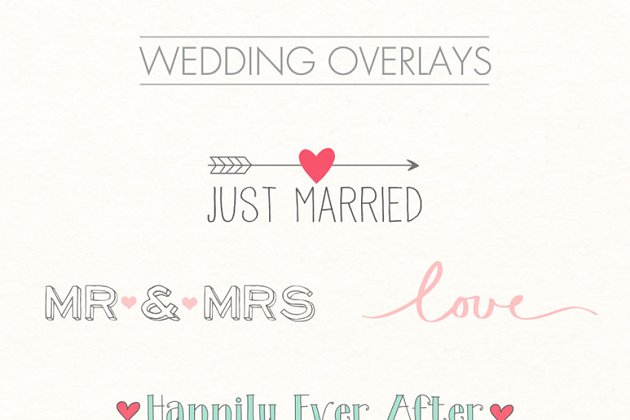 婚礼图形素材 Digital word overlays – wedding