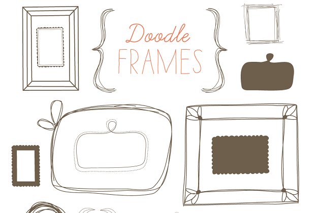 涂鸦效果的画框素材 Doodle Frames