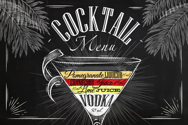 复古鸡尾酒图形素材 Cocktails graphics