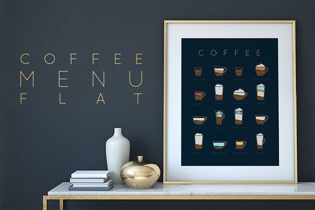 扁平化咖啡菜单模版 Coffee Menu Flat