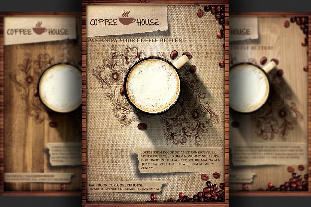 咖啡店宣传海报 Coffee Shop Promotion Flyer Template