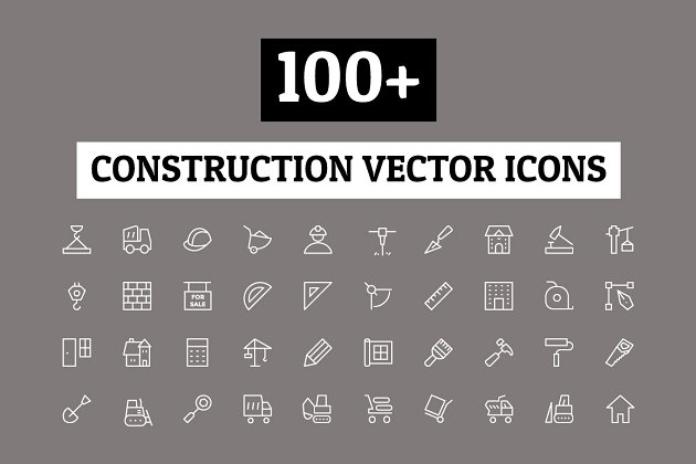 100+建筑矢量图标 100+ Construction Vector Icons
