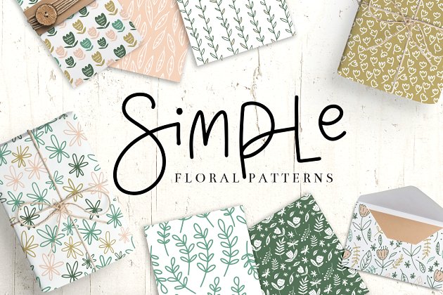 简单的无缝碎花背景纹理素材 Simple Floral Patterns