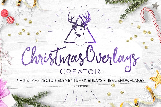 圣诞节创意图形素材包 Christmas Overlays Creator 154+