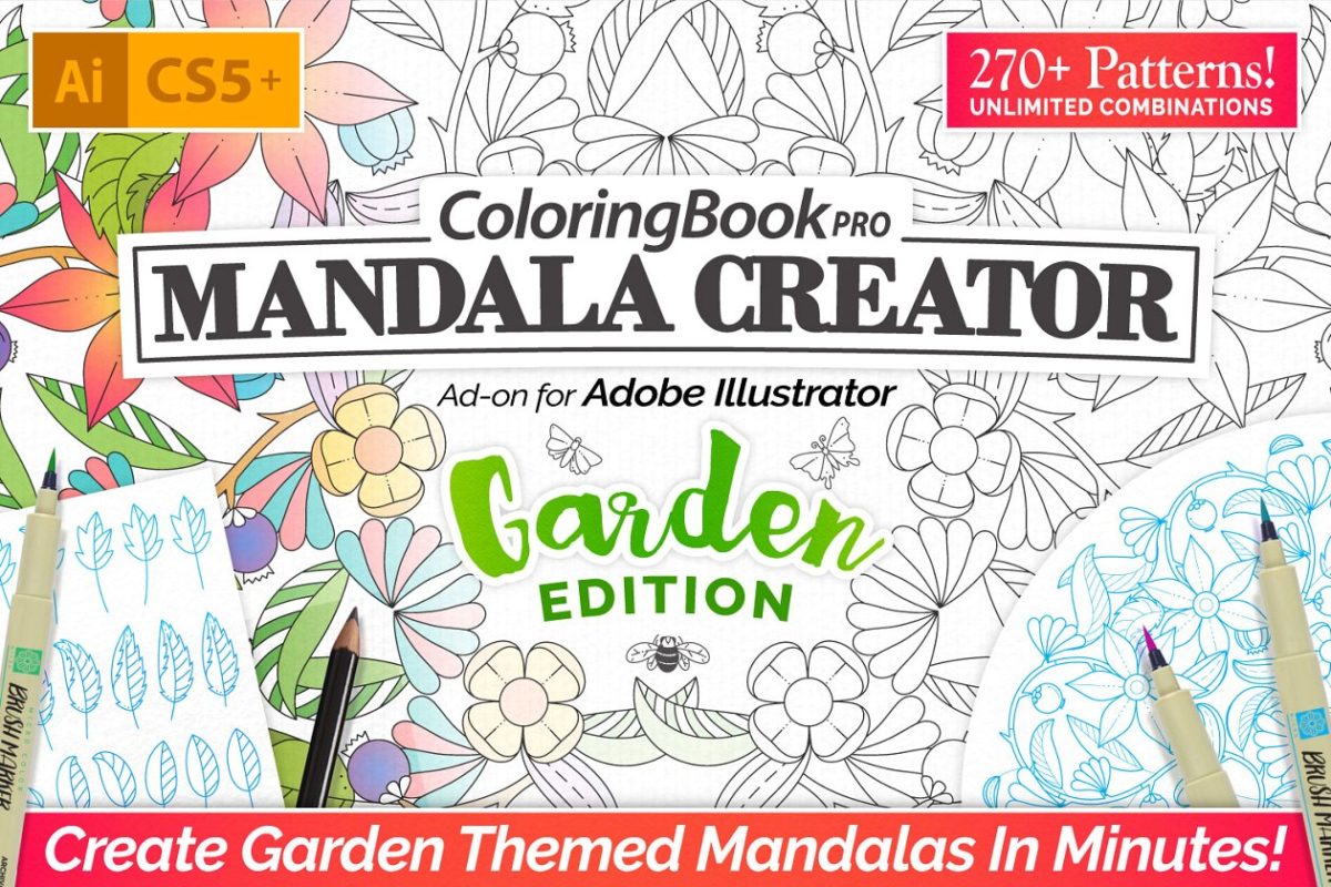 白描插图插画 Coloring Book Pro – Garden Edition