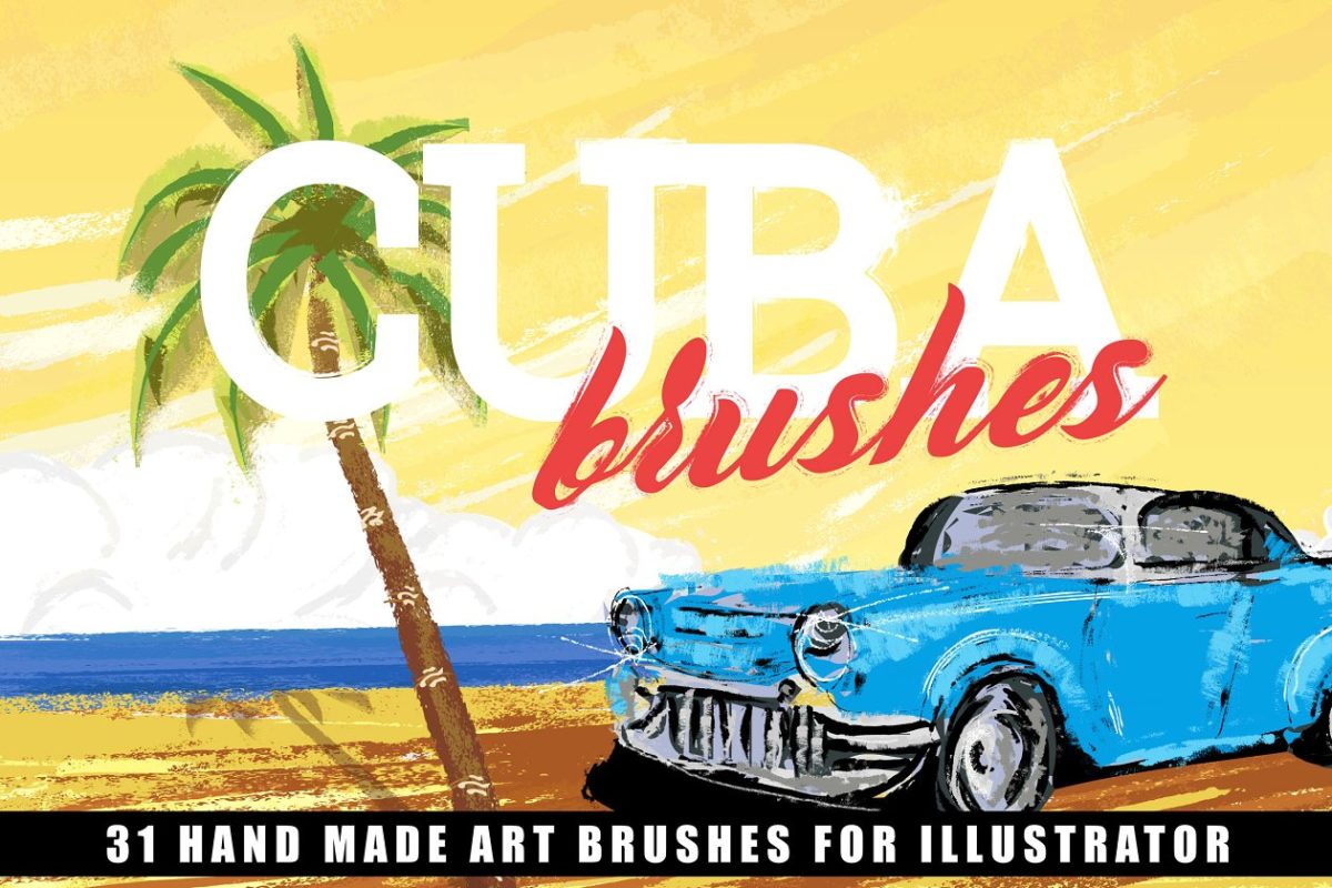 古巴风格的插画笔刷 Cuba Illustrator Brushes