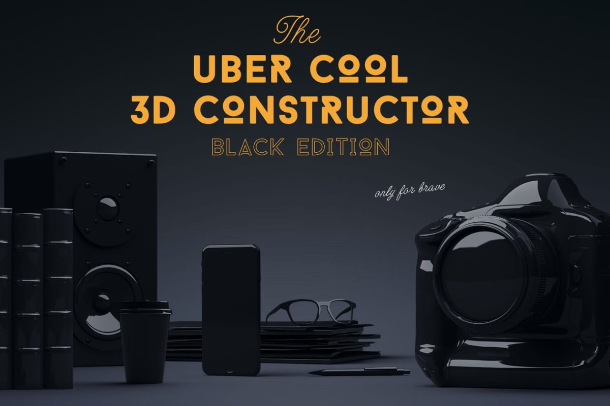 30个酷炫的黑色样机 3D Constructor {Black Edition}