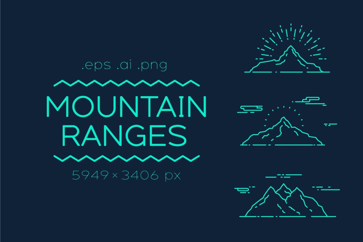 线性山脉套装 Set of linear mountains ranges