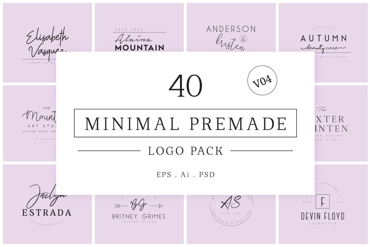 极简主义logo素材 Minimal Premade Logo Bundle V04