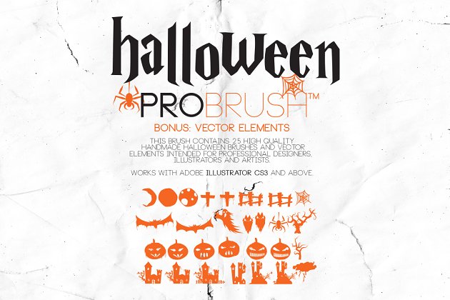 万圣节元素笔刷 Halloween – ProBrush™ + Vectors