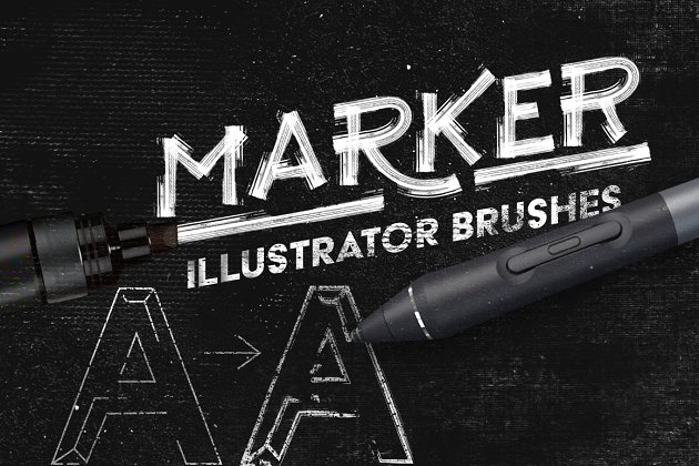 马克笔效果的笔刷 Marker Illustrator Brushes