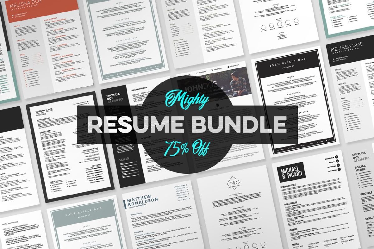 多种板式的简历模板合集 Mighty Resume Bundle