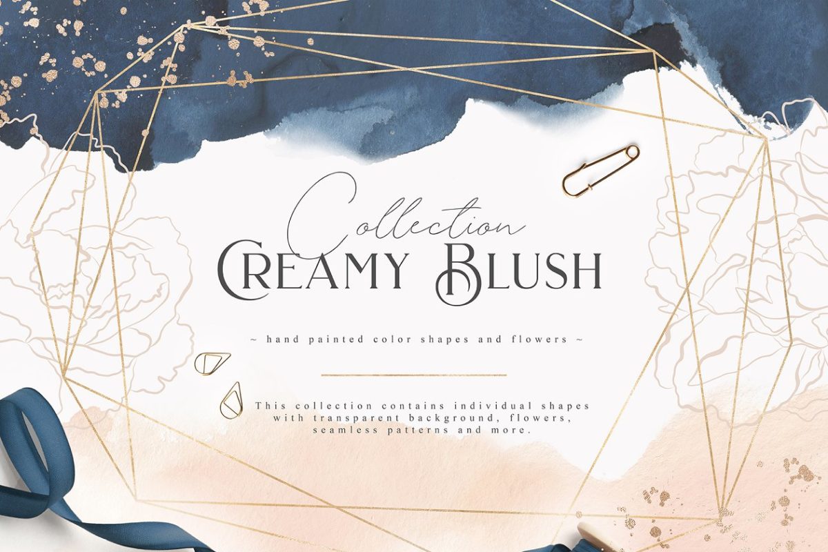 牡丹与金粉的巧妙结合：质量上佳的素材包 Creamy Blush Collection Pro
