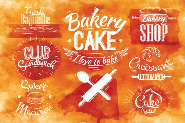 烘焙风格字体 Bakery characters retro